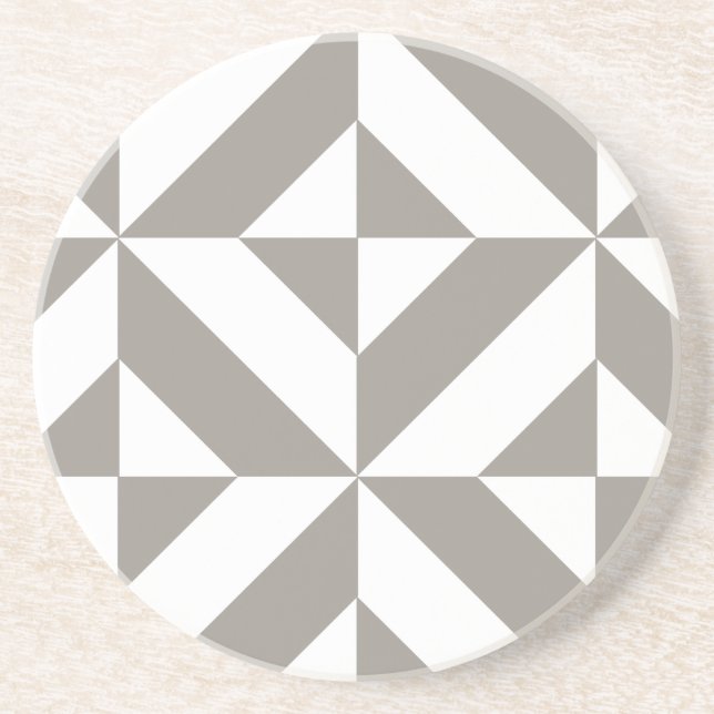 Silver Gray Geometric Art Deco Coaster (Front)