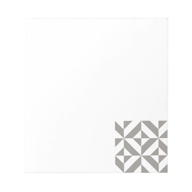 Silver Gray Geometric Deco Cube Pattern Notepad (Front)