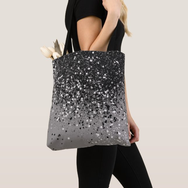 Silver Gray Glitter #1 #shiny Tote Bag (Close Up)