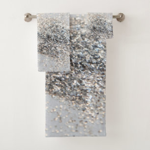 Silver Gray Glitter #2 Bath Towel Set