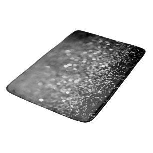 Silver Gray Glitter Bokeh Glam 1 Bath Mat