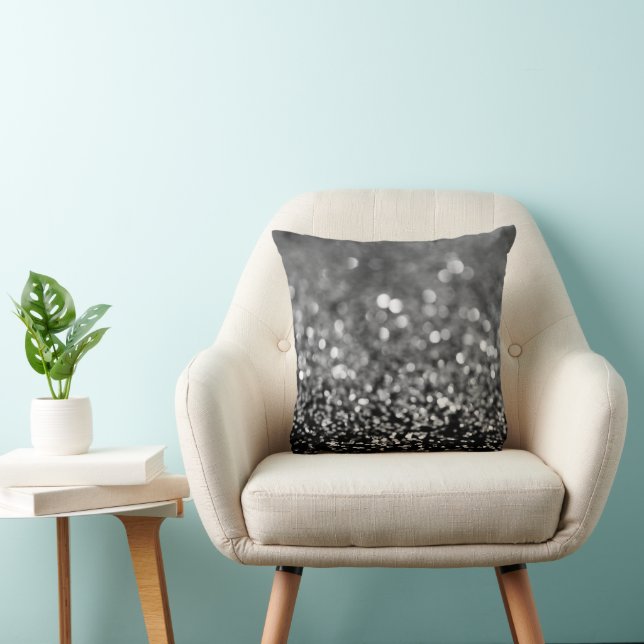 Silver Gray Glitter Bokeh Glam 1 Cushion (Chair)