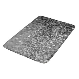 Silver Gray Glitter Bokeh Glam 2 Bath Mat