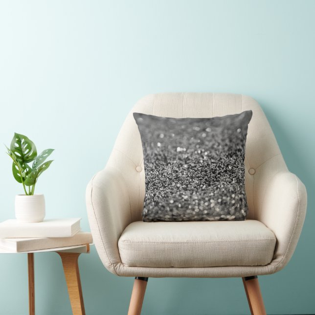 Silver Gray Glitter Bokeh Glam 2 Cushion (Chair)