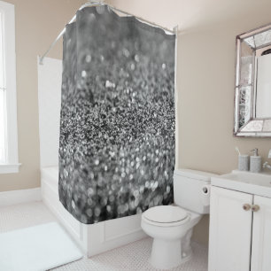 Silver Gray Glitter Bokeh Glam 2 Shower Curtain