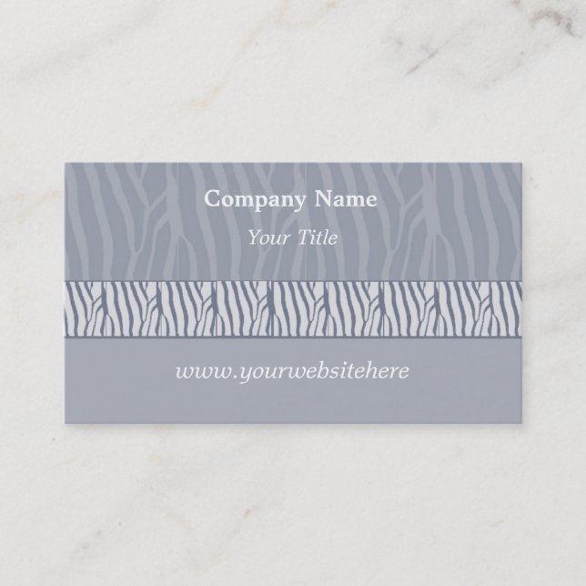 Silver Gray Zebra Print Business Card (Front)