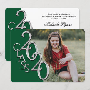 Silver Green 2020 Photo Graduation Invitation