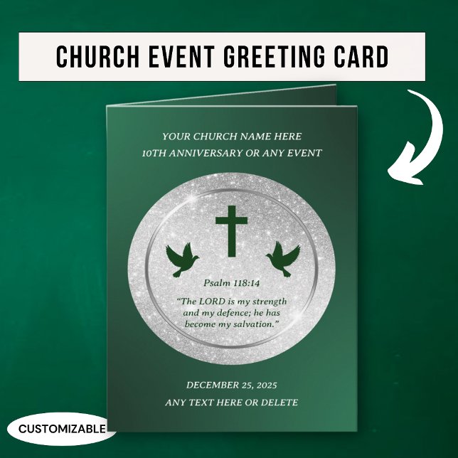 Silver Green Appreciation Church Anniversary Card (Creator Uploaded)