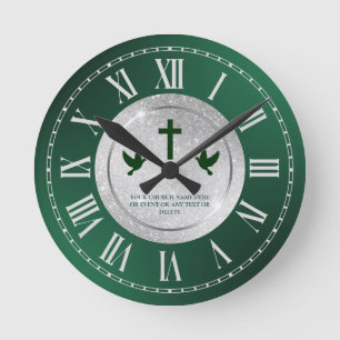 Silver Green Church Pastor Appreciation Wall Clock