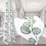 Silver Green Eucalyptus Greenery Wedding White Tie<br><div class="desc">Neck Ties for Tuxedo Royale by Leonbience featuring watercolor painted silver green eucalyptus greenery stems trailing upwards.</div>