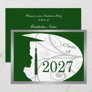 Silver & Green Man Silhouette 2027 Party Invitation