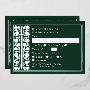Silver Green Mediaeval Sword Wedding RSVP