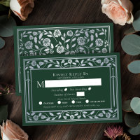 Silver Green Mediaeval Sword Wedding RSVP