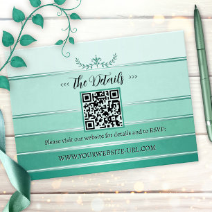 Silver Green Striped Tone on Tone Wedding Enclosure Card