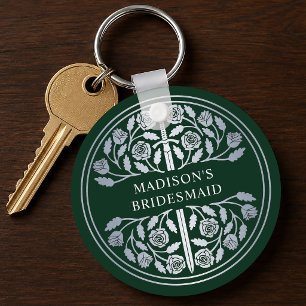 Silver Green Sword Bridesmaid Royal Wedding Gift Key Ring
