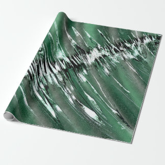 Silver Green to Black Abstract Wrapping Paper