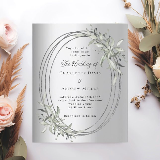 Silver greenery wedding invitation (Creator Uploaded)