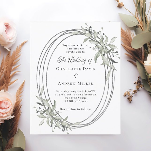 Silver greenery wedding invitation (Creator Uploaded)