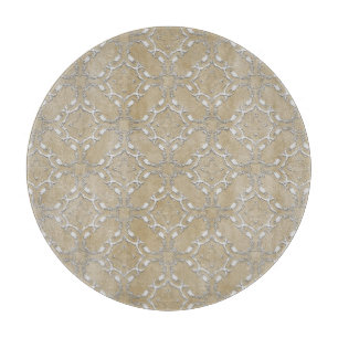 Silver Grey and Beige Metallic Filagree Pattern Cutting Board