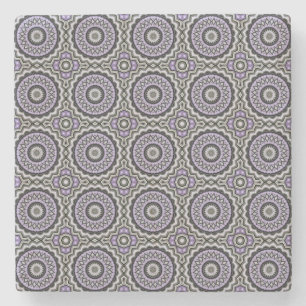 Silver Grey And Lilac Bold Circle Pattern Stone Coaster