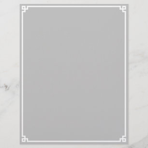 Silver Grey and White Greek Key Border Custom Letterhead