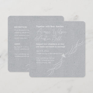 Silver Grey and White Minimalist Wedding Invitation