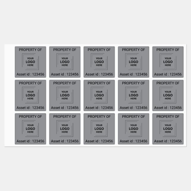 Silver Grey Asset ID Company Property Label Style (Sheet)