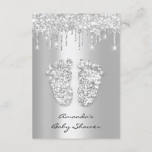 Silver Grey Baby Girl Boy Shower  Feet Invitation