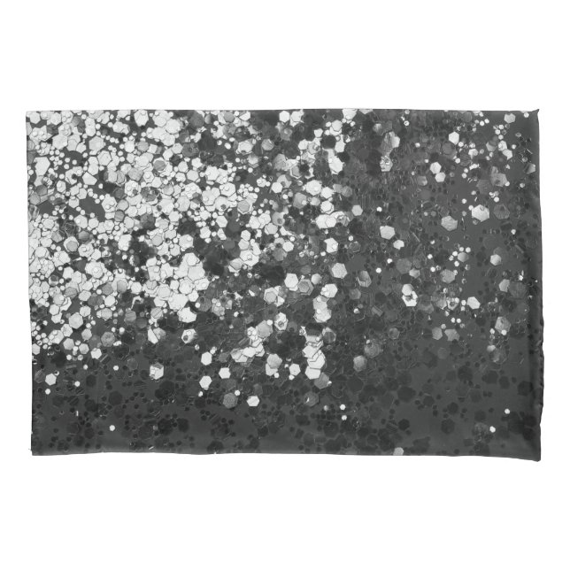 Silver Grey Black Glitter Glam #1 Pillowcase (Front)