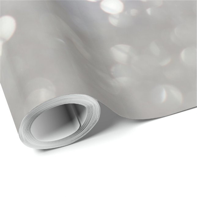 Silver Grey Bokeh Elegant Congratulations Custom Wrapping Paper (Roll Corner)
