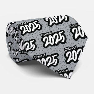Silver Grey Bold Brush Class of 2025 Neck Tie