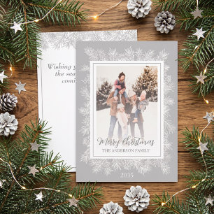 Silver Grey Botanical Vintage Frame Christmas Holiday Card