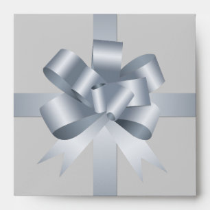 Silver grey bow ribbon holiday gift square CD Envelopes