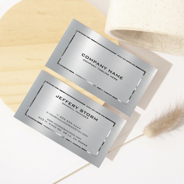 Silver Grey Brushed Aluminium Texture Business Card (Creator Uploaded)