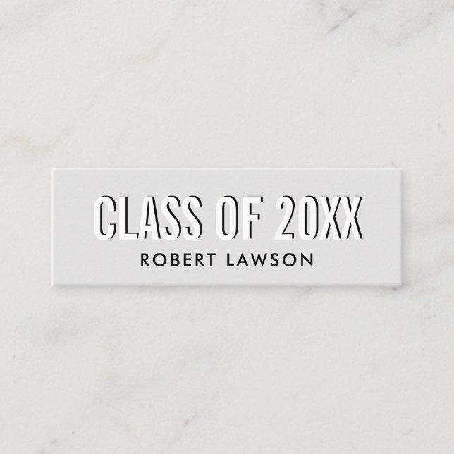 Silver Grey Chic Class Graduation Name Card (Front)