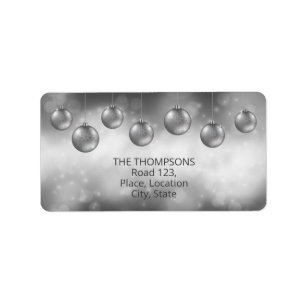 Silver Grey Christmas Baubles With Custom Text Label