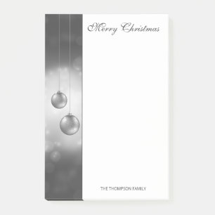Silver Grey Christmas Baubles With Custom Text Post-it Notes