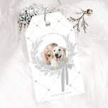 Silver Grey Christmas Wreath Photo Gift Tags<br><div class="desc">Holiday photo gift tag with a simple Christmas wreath. For more advanced customisation of this design,  please click the DESIGN TOOL BUTTON above!</div>