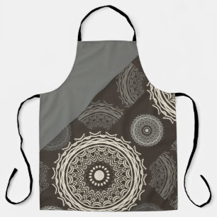 Silver Grey Circles Abstract Apron