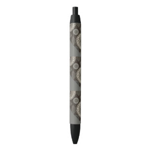 Silver Grey Circles Abstract Black Ink Pen
