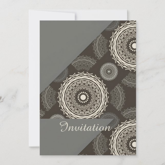 Silver Grey Circles Abstract Invitation (Front)