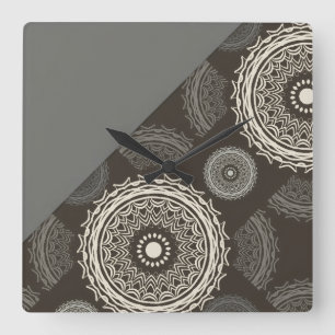 Silver Grey Circles Abstract Square Wall Clock