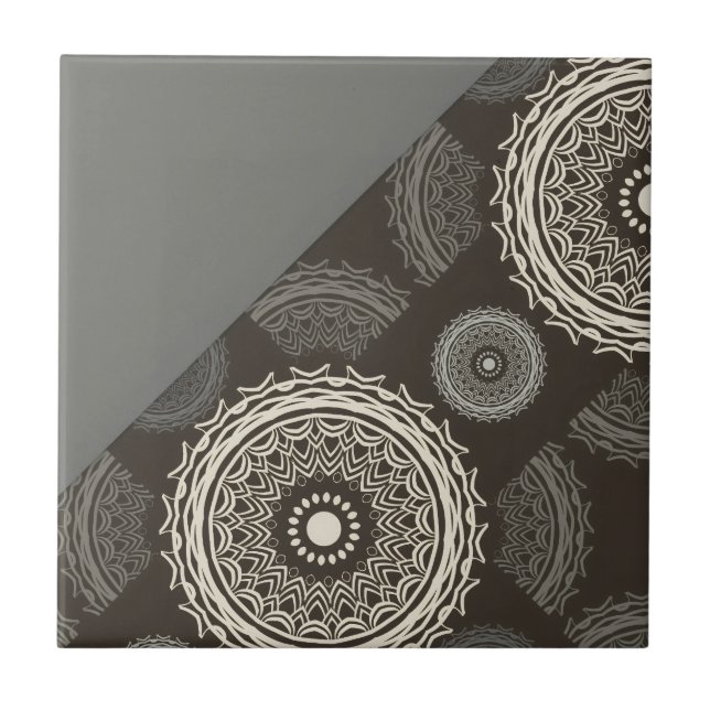 Silver Grey Circles Abstract Tile (Front)
