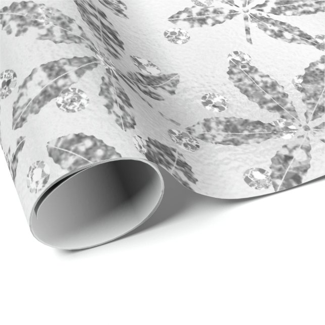 Silver Grey Crystals Hashish Foil Metal Swarovski Wrapping Paper (Roll Corner)
