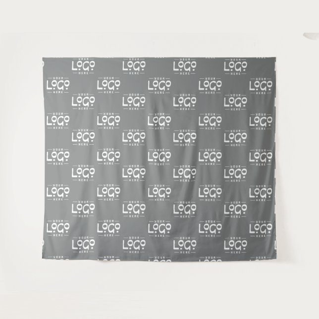 Silver grey Custom Business Logo Backdrop Minimal Tapestry (Front (Horizontal))