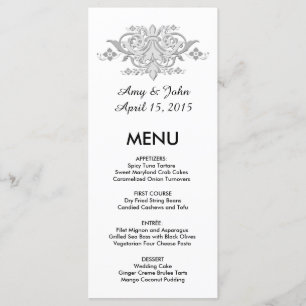 Silver grey damask custom wedding menu damask1