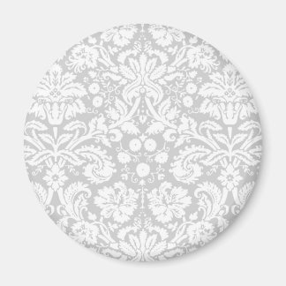 Silver grey damask pattern magnet