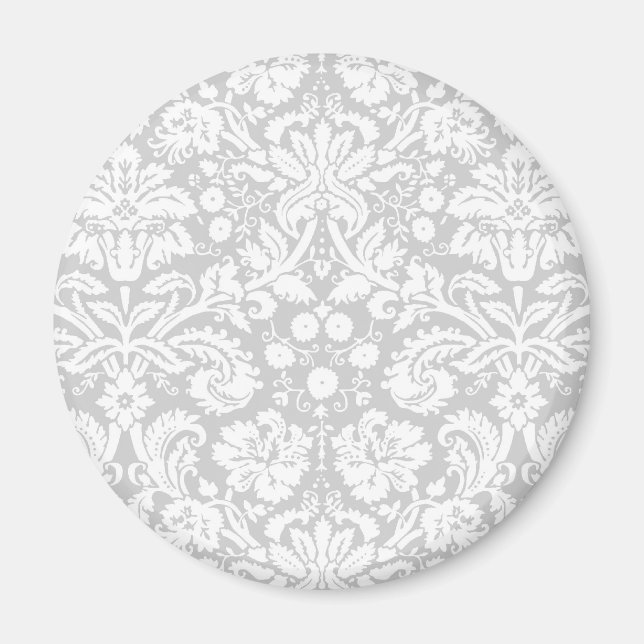 Silver grey damask pattern magnet (Front)