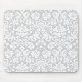 Silver grey damask pattern mouse pad