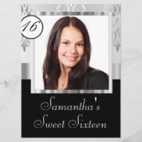 Silver grey damask sweet sixteen